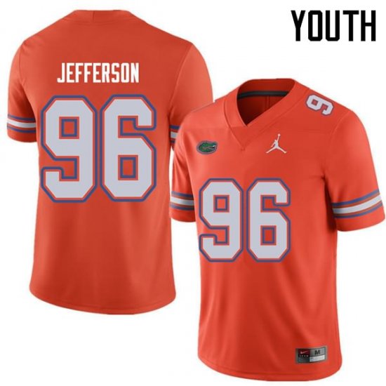 Youth Florida Gators #96 Cece Jefferson NCAA Jordan Brand Orange Authentic Stitched College Football Jersey YIO1762BU